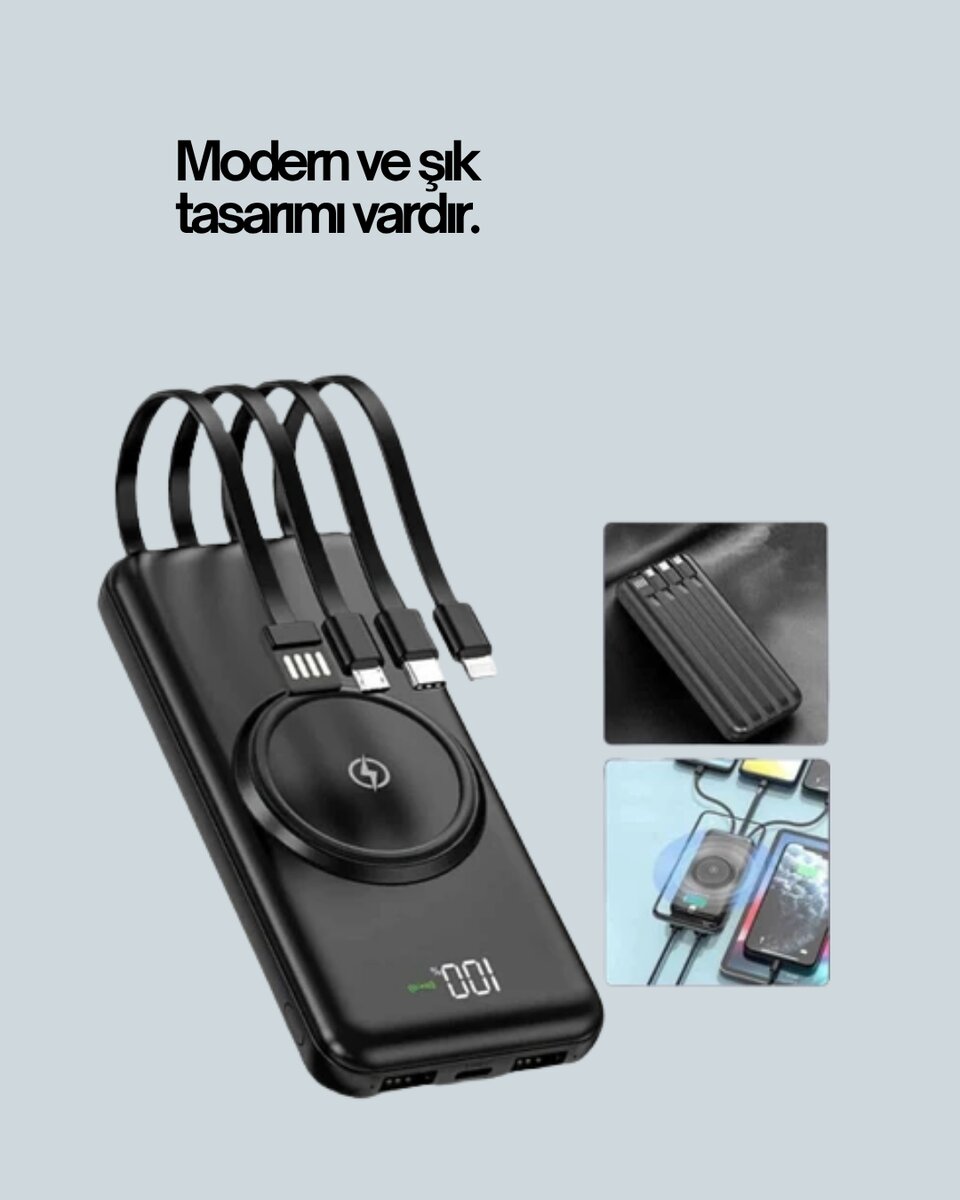 Çoklu Cihaz Uyumu ile Kablolu ve Kablosuz Şarj – Pratik Powerbank 3 Çoklu Cihaz Uyumu ile Kablolu ve Kablosuz Şarj – Pratik Powerbank - Görsel 3