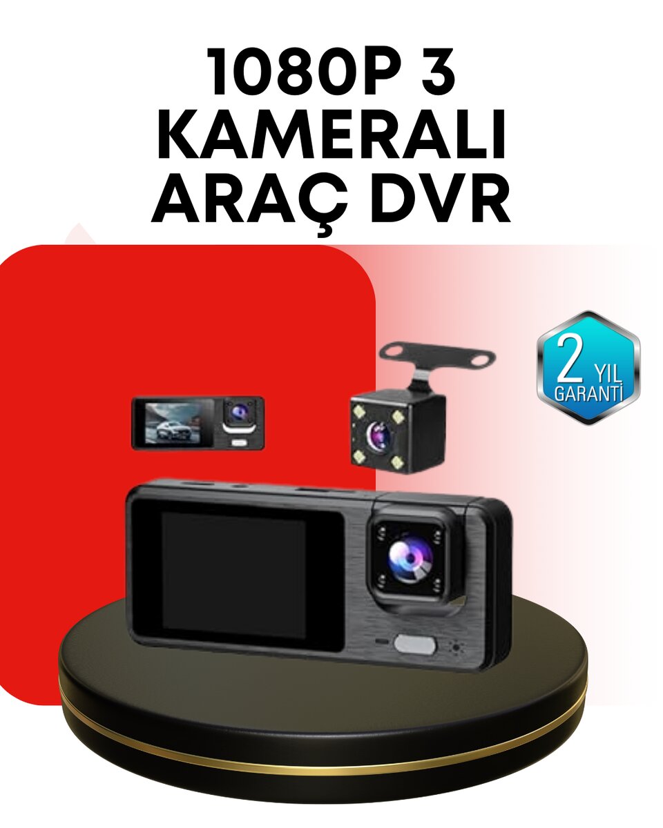 Araç Kamerası 3’lü Sistem | Full HD Sesli Kayıt ve Park Gözetimi 1 Araç Kamerası 3’lü Sistem | Full HD Sesli Kayıt ve Park Gözetimi