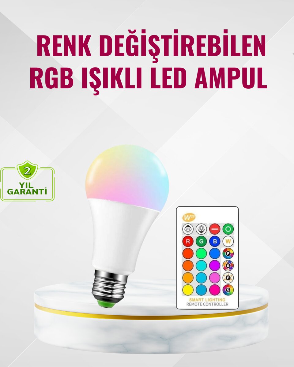 RGB Uzaktan Kumandalı LED Ampul 16 Renk Dekoratif Aydınlatma 1 RGB Uzaktan Kumandalı LED Ampul 16 Renk Dekoratif Aydınlatma