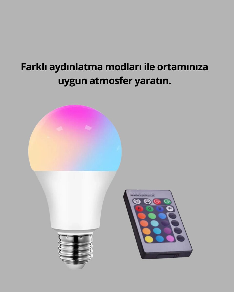 RGB Uzaktan Kumandalı LED Ampul 16 Renk Dekoratif Aydınlatma 2 RGB Uzaktan Kumandalı LED Ampul 16 Renk Dekoratif Aydınlatma - Görsel 2