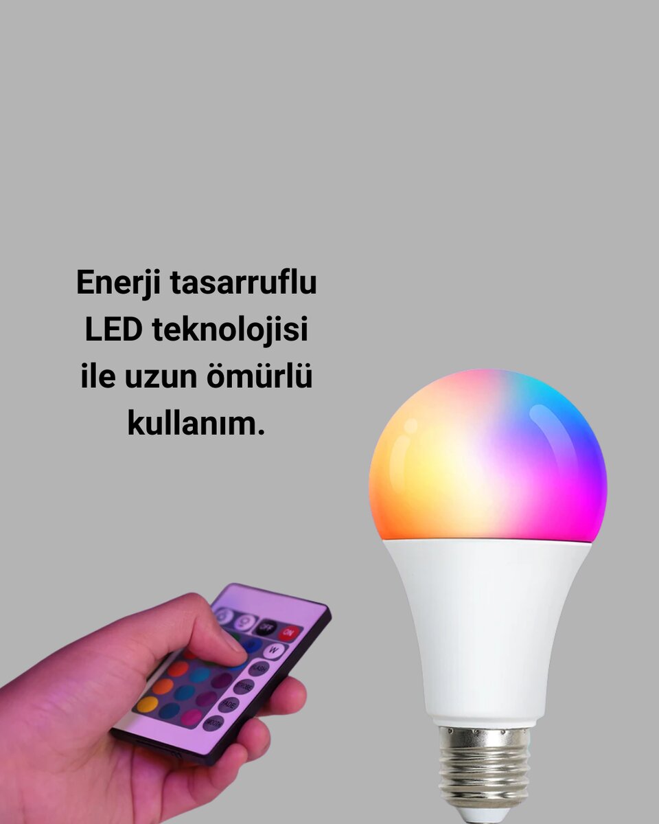 A Kalite 2025 RGB LED Ampul Uzaktan Kumandalı 16 Renkli Lamba 2 A Kalite 2025 RGB LED Ampul Uzaktan Kumandalı 16 Renkli Lamba - Görsel 2