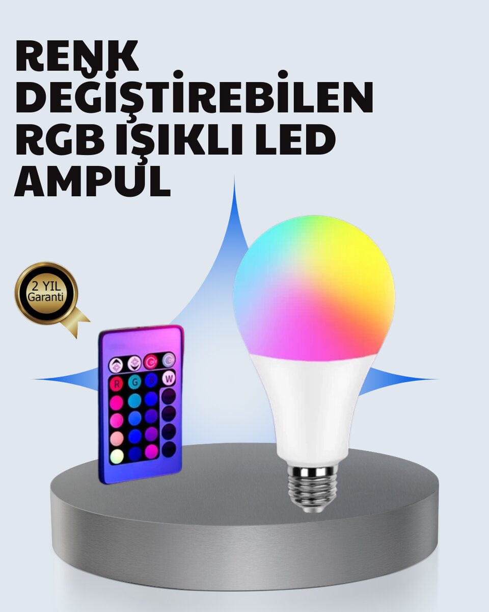 A Kalite 2025 RGB LED Ampul Uzaktan Kumandalı 16 Renkli Lamba 1 A Kalite 2025 RGB LED Ampul Uzaktan Kumandalı 16 Renkli Lamba