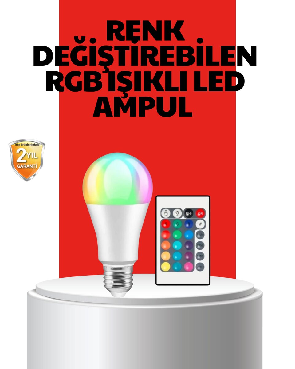 RGB Uzaktan Kumandalı LED Ampul 16 Renkli A Kalite Orijinal 1 RGB Uzaktan Kumandalı LED Ampul 16 Renkli A Kalite Orijinal