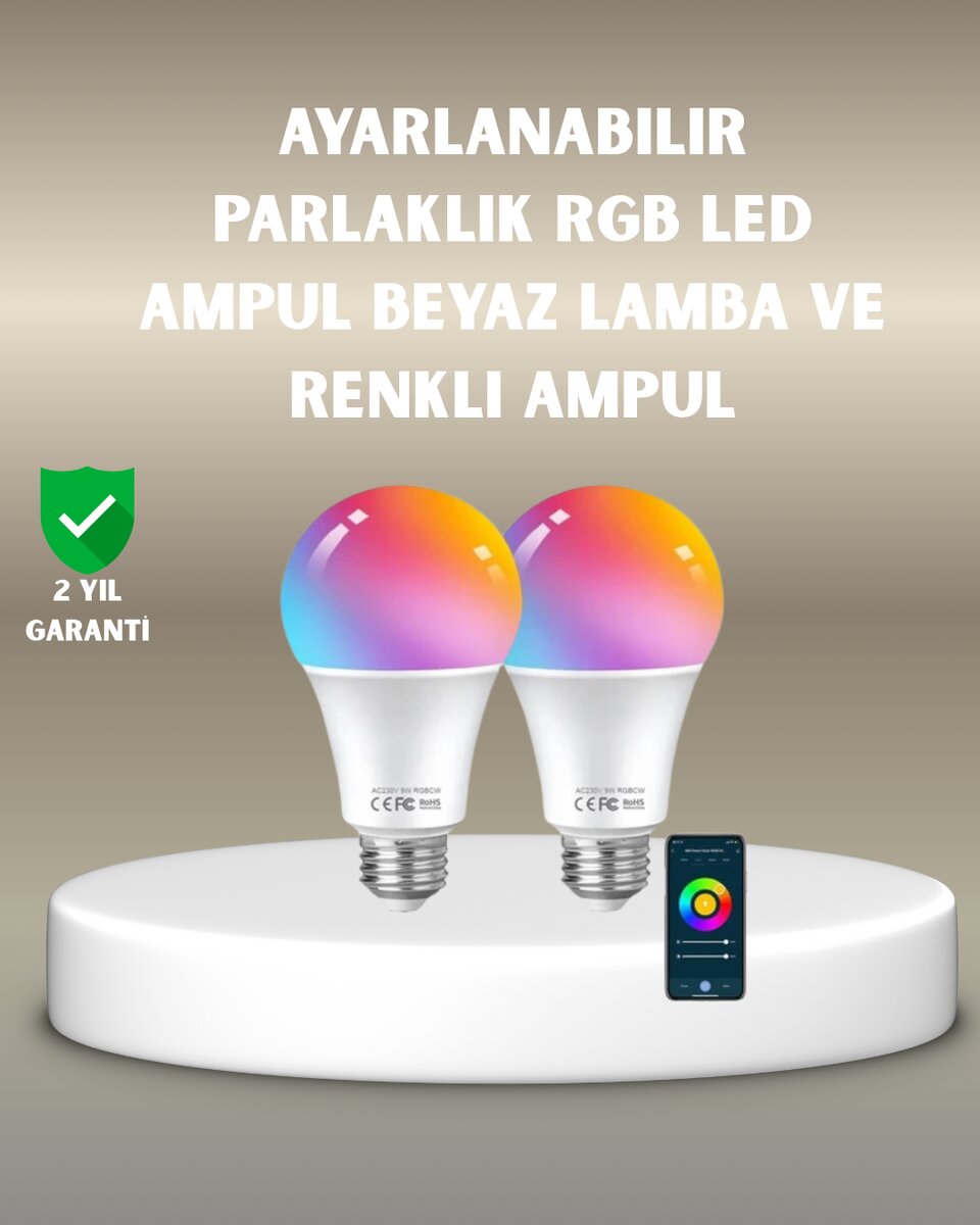 Akıllı 9W RGBW LED Ampul tasaruflu romantik ışıklı 1 Akıllı 9W RGBW LED Ampul tasaruflu romantik ışıklı