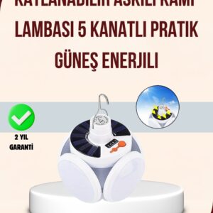 Haydiburaya 111 Katlanabilir Güneş Enerjili LED Kamp Lambası USB Şarjlı