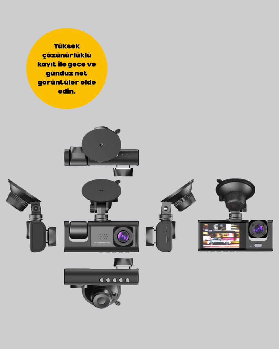 Full HD Çift Yönlü Araç Kamerası Hareket Algılama Döngüsel Kayıt 4 Full HD Çift Yönlü Araç Kamerası Hareket Algılama Döngüsel Kayıt - Görsel 4