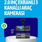 3 Kameralı Araç İçi Kayıt Cihazı Suya ve Toza Dayanıklı Tasarım