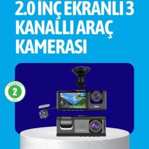 3 Kameralı Araç İçi Kayıt Cihazı  Suya ve Toza Dayanıklı Tasarım