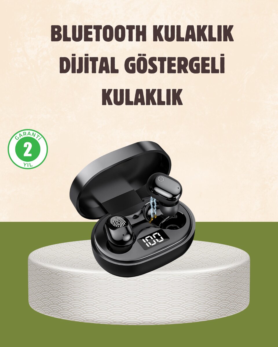 LED Ekranlı Şarjlı Kablosuz Kulak İçi Kulaklık 1 LED Ekranlı Şarjlı Kablosuz Kulak İçi Kulaklık
