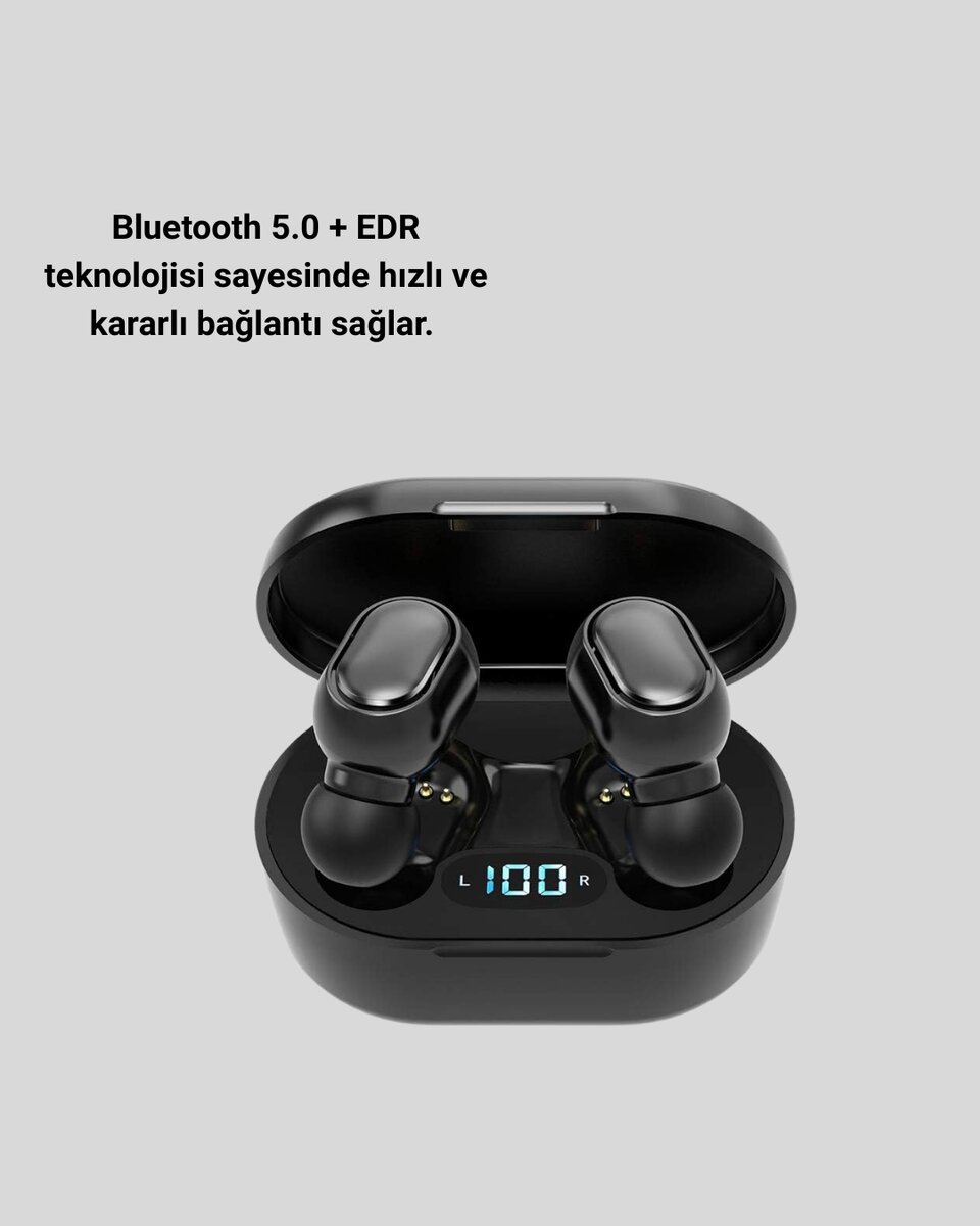 LED Ekranlı Şarjlı Kablosuz Kulak İçi Kulaklık 2 LED Ekranlı Şarjlı Kablosuz Kulak İçi Kulaklık - Görsel 2