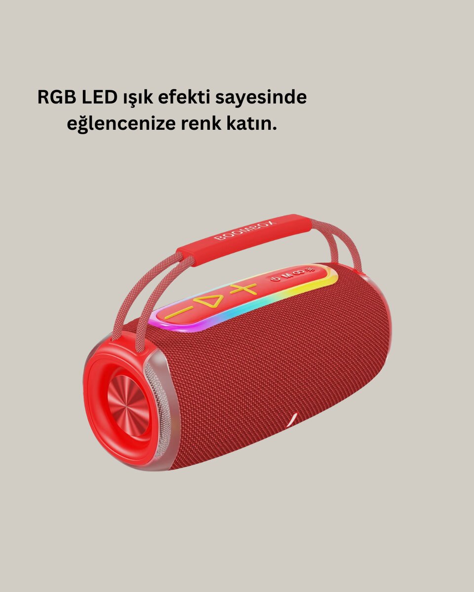 IPX6 Su Geçirmez RGB LED Işıklı Taşınabilir Bluetooth Hoparlör 2400 mAh 2 IPX6 Su Geçirmez RGB LED Işıklı Taşınabilir Bluetooth Hoparlör 2400 mAh - Görsel 2