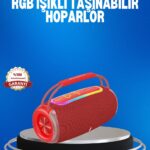 RGB LED Işıklı 20W Taşınabilir Hoparlör Bluetooth 5.3 + Type-C Şarj