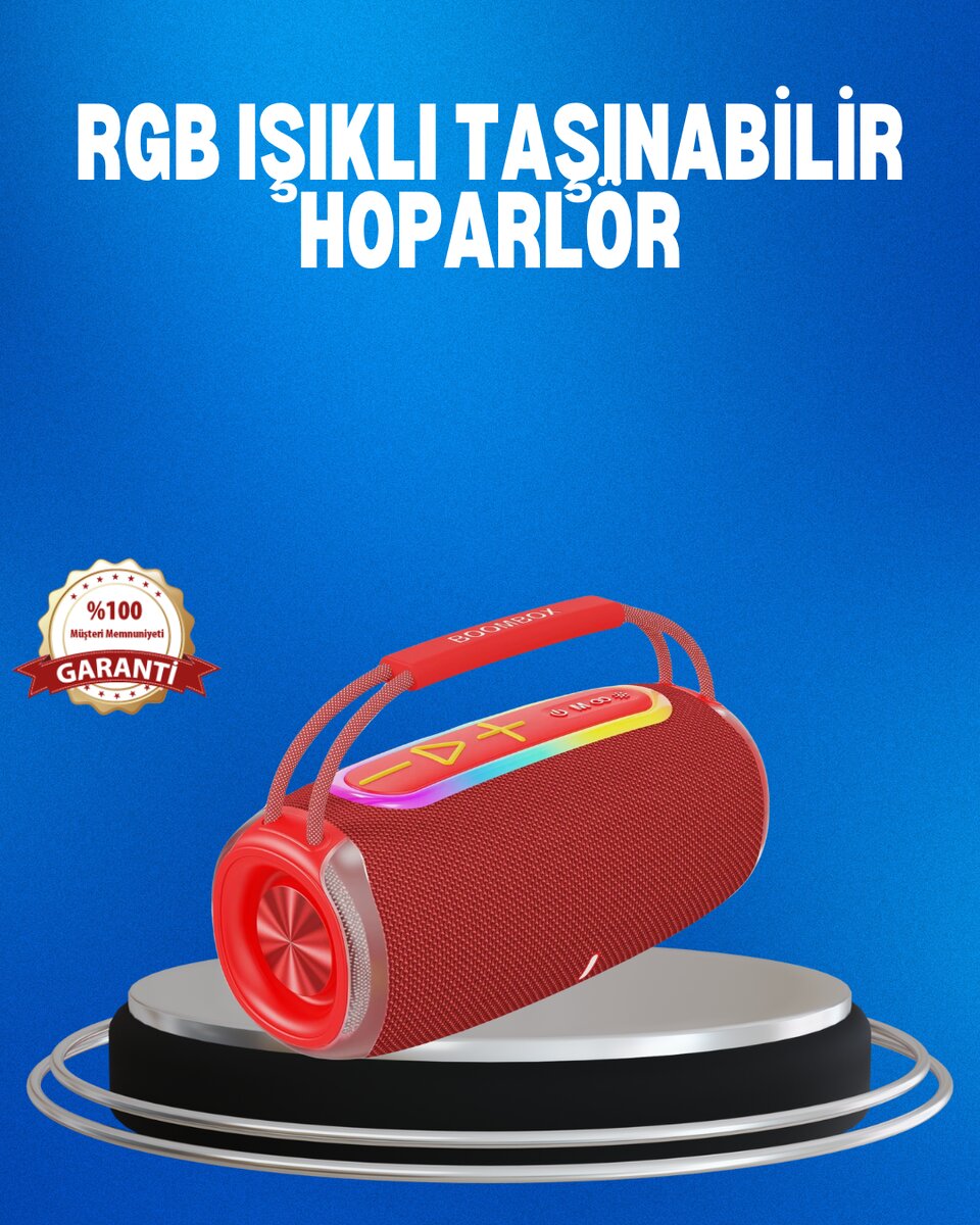 RGB LED Işıklı 20W Taşınabilir Hoparlör Bluetooth 5.3 + Type-C Şarj 1 RGB LED Işıklı 20W Taşınabilir Hoparlör Bluetooth 5.3 + Type-C Şarj