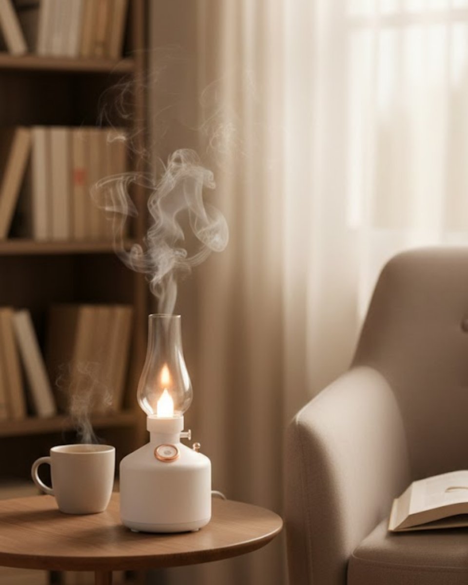 Retro LED Işıklı 1200 mAh Şarjlı Aroma Difüzörü 280 ml Su Kapasiteli 1 Retro LED Işıklı 1200 mAh Şarjlı Aroma Difüzörü 280 ml Su Kapasiteli
