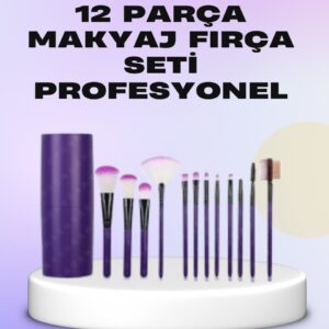 Ergonomik Saplı Fiber Kıllı 12'li Makyaj Fırça Takımı Göz ve Ten Makyajı İçin Uygun