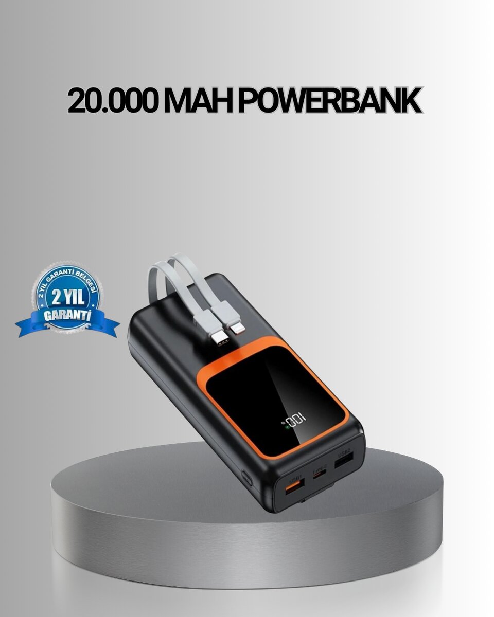 Powerbank 20000 mAh Yüksek Kapasiteli ve 22.5W Hızlı Şarj Destekli 1 Powerbank 20000 mAh Yüksek Kapasiteli ve 22.5W Hızlı Şarj Destekli