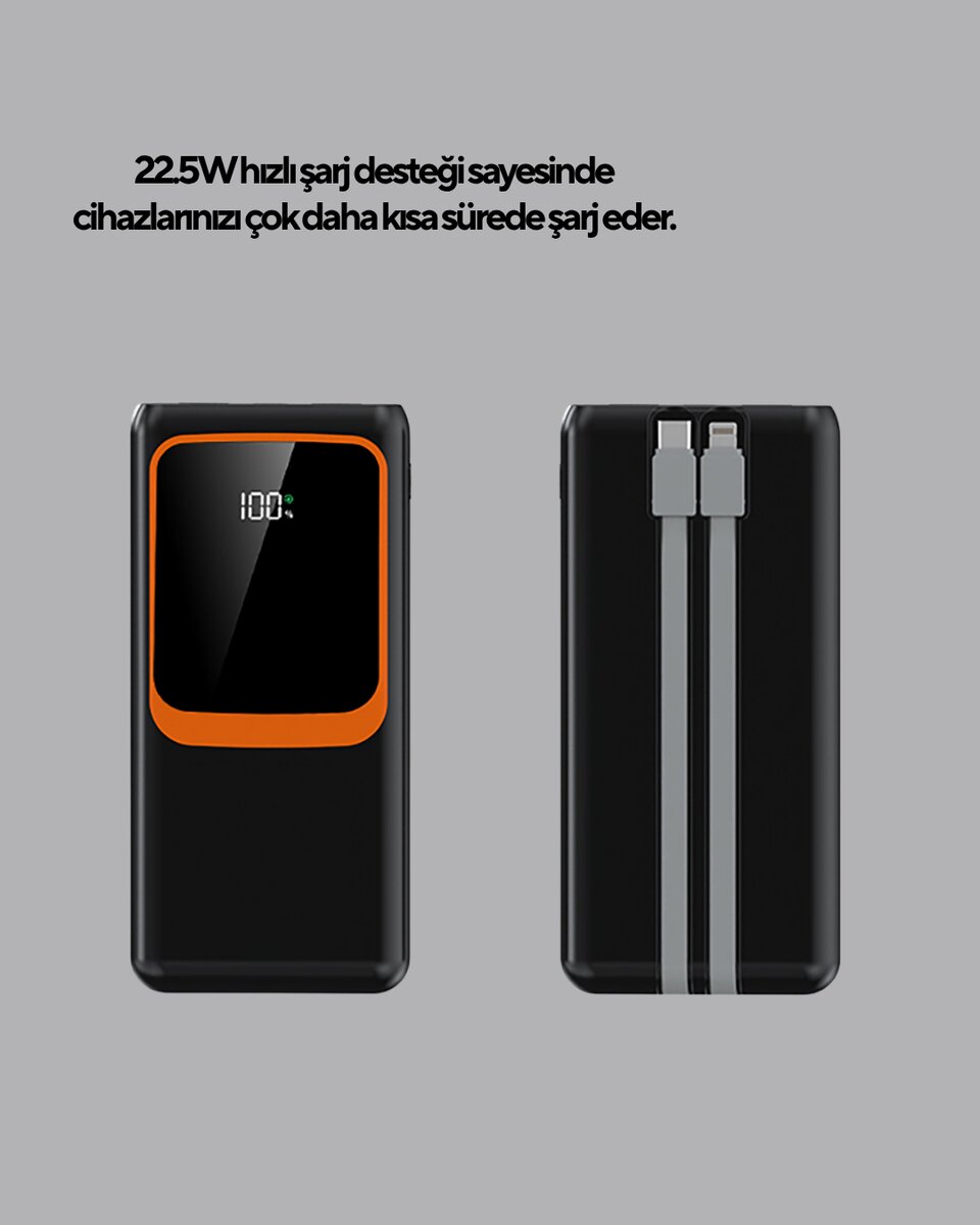 Powerbank 20000 mAh Yüksek Kapasiteli ve 22.5W Hızlı Şarj Destekli 2 Powerbank 20000 mAh Yüksek Kapasiteli ve 22.5W Hızlı Şarj Destekli - Görsel 2