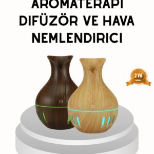 Ahşap Desenli 130 ml Aromaterapi Difüzör Sessiz ve USB Bağlantılı