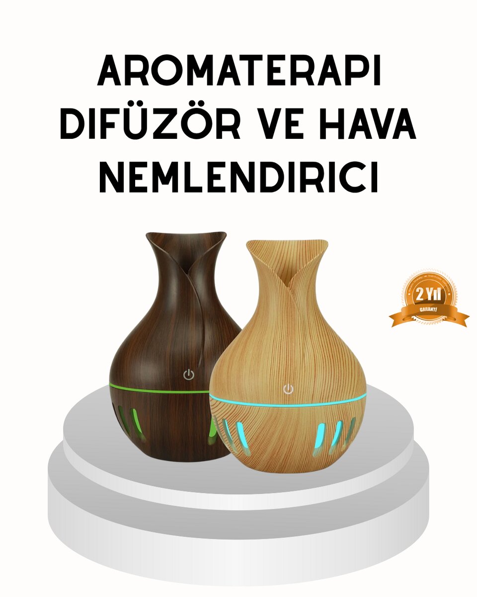 Ahşap Desenli 130 ml Aromaterapi Difüzör Sessiz ve USB Bağlantılı 1 Ahşap Desenli 130 ml Aromaterapi Difüzör Sessiz ve USB Bağlantılı
