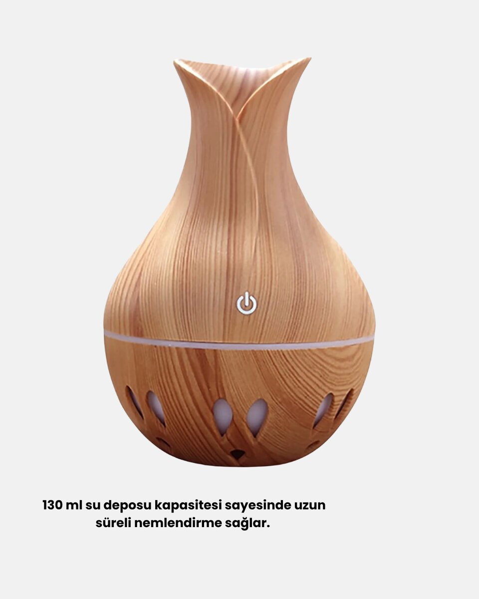 Ahşap Desenli 130 ml Aromaterapi Difüzör Sessiz ve USB Bağlantılı 3 Ahşap Desenli 130 ml Aromaterapi Difüzör Sessiz ve USB Bağlantılı - Görsel 3