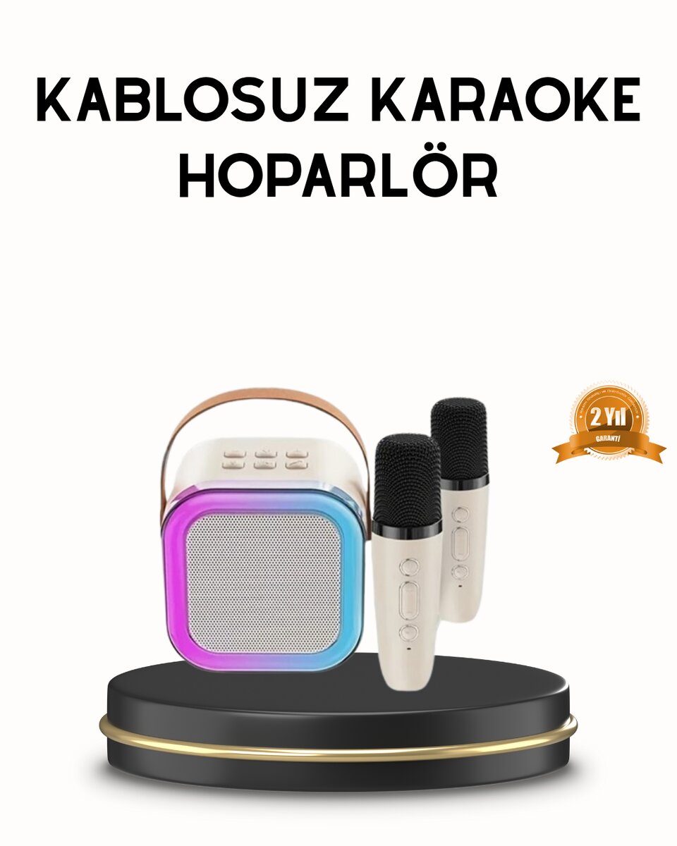 Bluetooth Karaoke Hoparlör Renkli LED Işıklı ve Type-C Şarjlı 1 Bluetooth Karaoke Hoparlör Renkli LED Işıklı ve Type-C Şarjlı