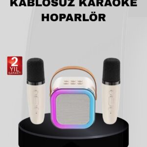 Taşınabilir Karaoke Hoparlör Bluetooth 5.0 ve Çift Mikrofonlu