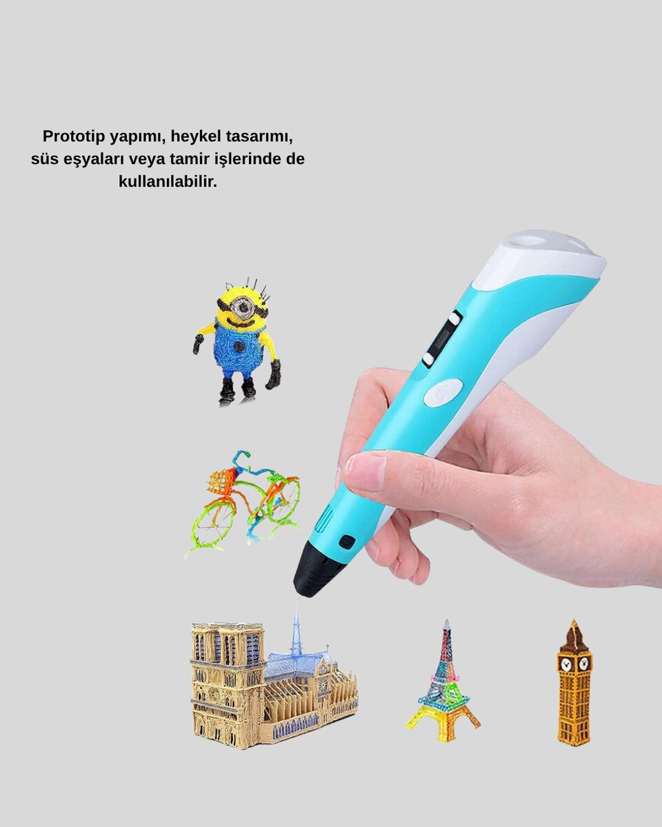 3D Kalem Ergonomik ve 1.75 mm Filament Destekli FDM Yazıcı Kalemi 3 3D Kalem Ergonomik ve 1.75 mm Filament Destekli FDM Yazıcı Kalemi - Görsel 3
