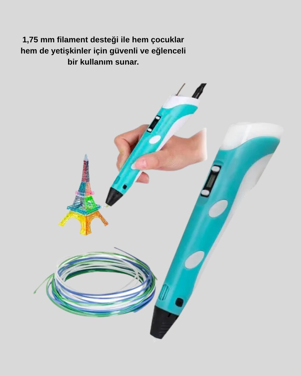 3D Kalem Ergonomik ve 1.75 mm Filament Destekli FDM Yazıcı Kalemi 4 3D Kalem Ergonomik ve 1.75 mm Filament Destekli FDM Yazıcı Kalemi - Görsel 4