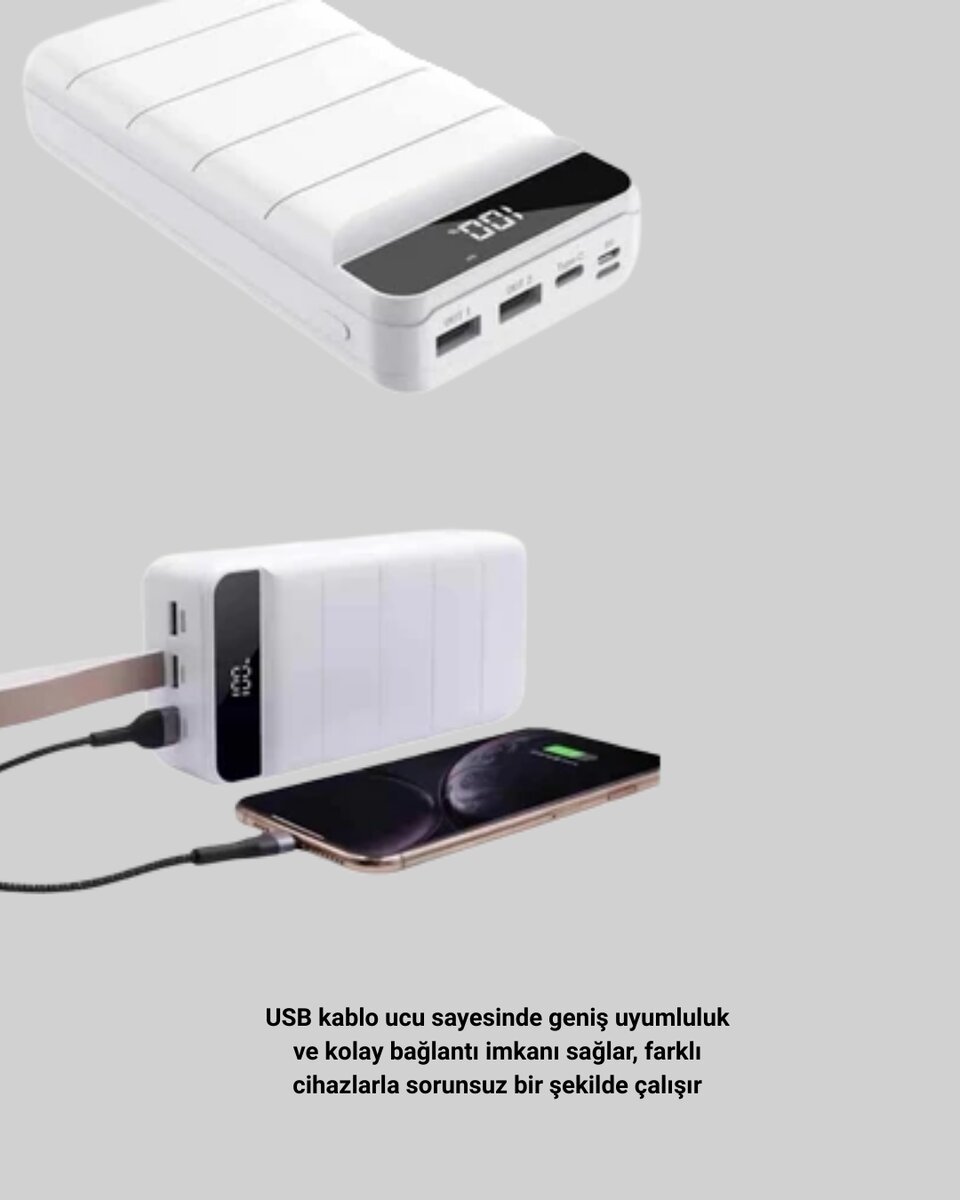 Çoklu Cihaz Uyumlu LED Ekranlı 50000 mAh Powerbank 2 Çoklu Cihaz Uyumlu LED Ekranlı 50000 mAh Powerbank - Görsel 2