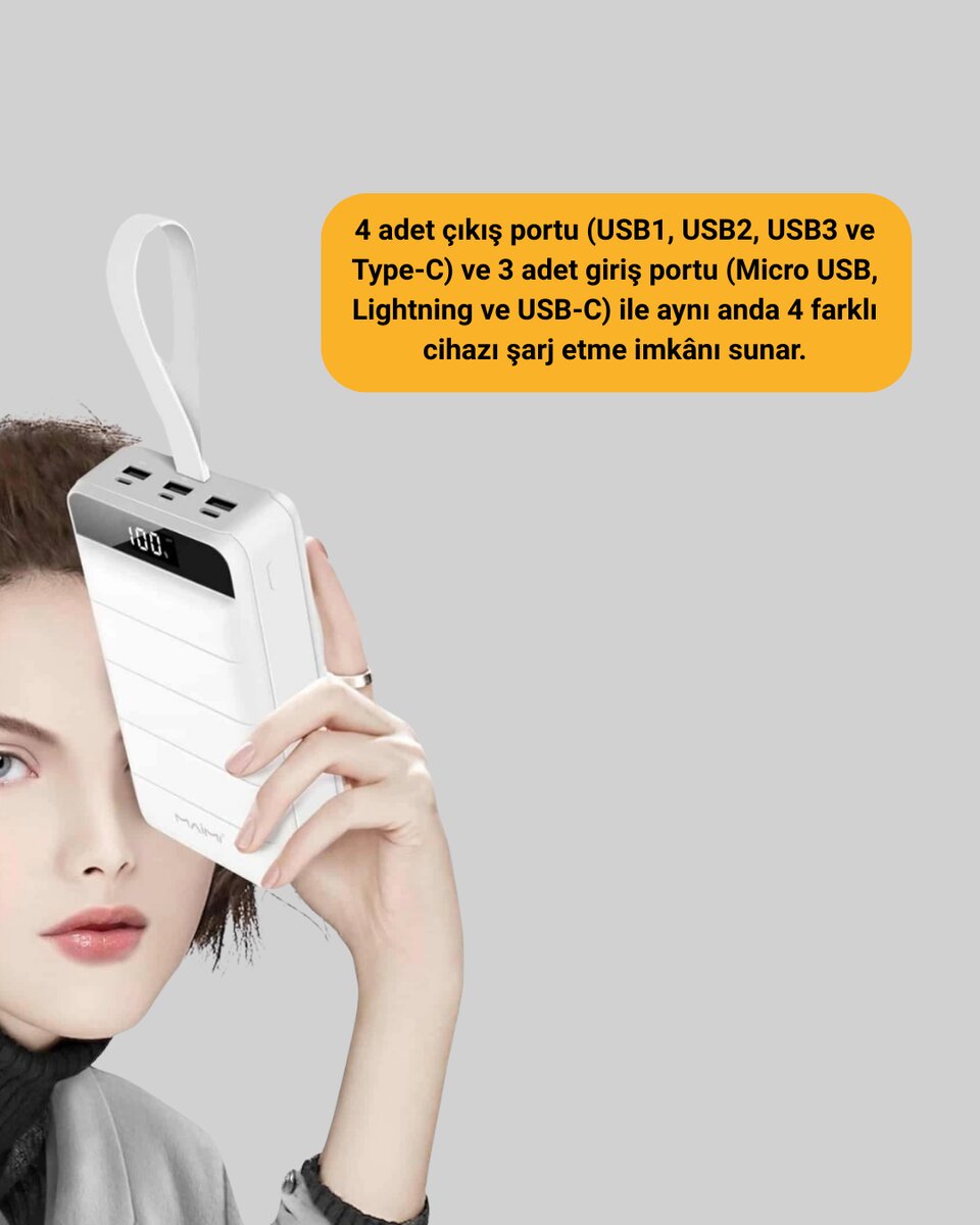 Lightning ve Type-C Girişli 50000mAh Powerbank 4 Lightning ve Type-C Girişli 50000mAh Powerbank - Görsel 4