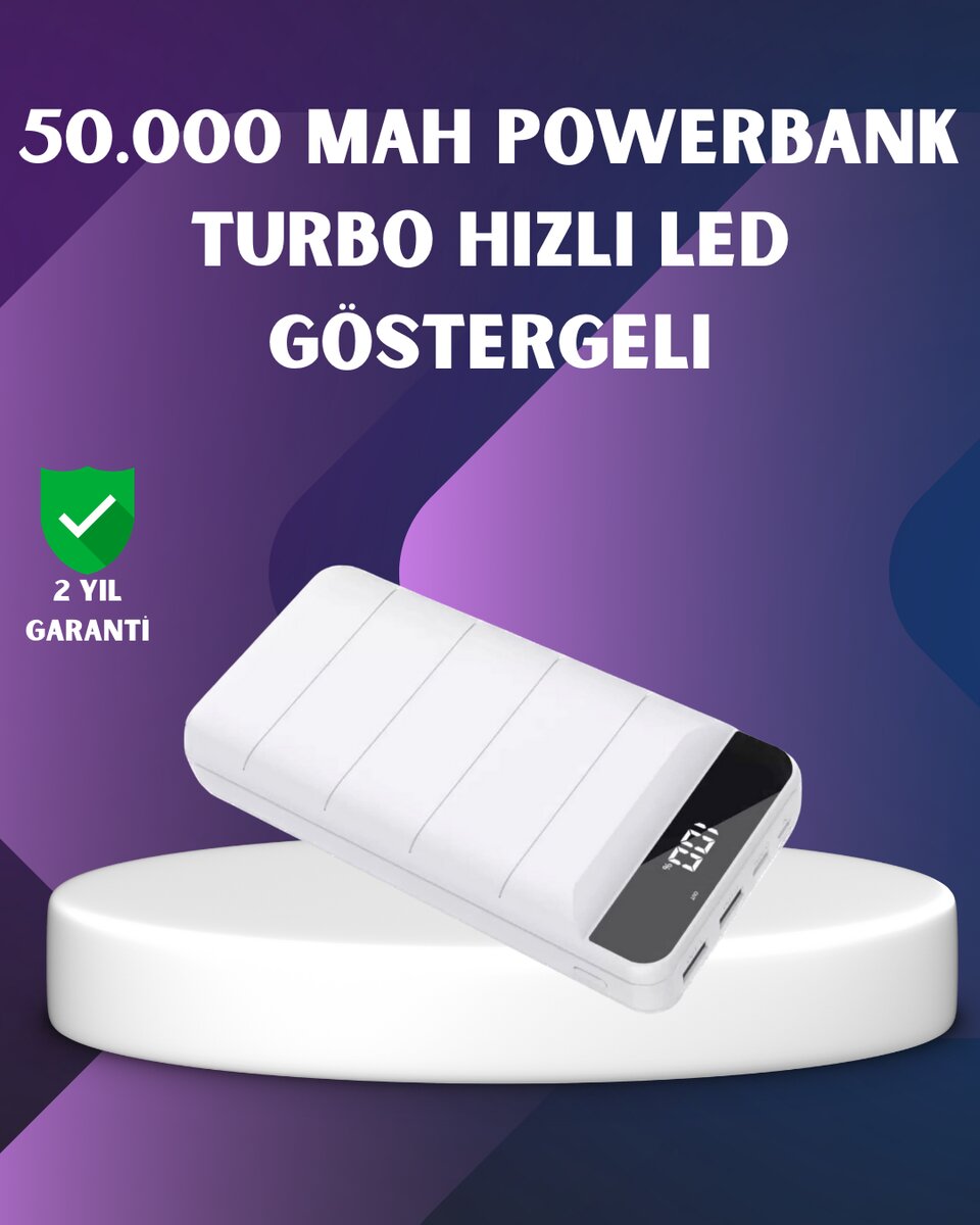 50000mAh Yüksek Kapasiteli Powerbank Hızlı Şarj ve LED Ekranlı 1 50000mAh Yüksek Kapasiteli Powerbank Hızlı Şarj ve LED Ekranlı