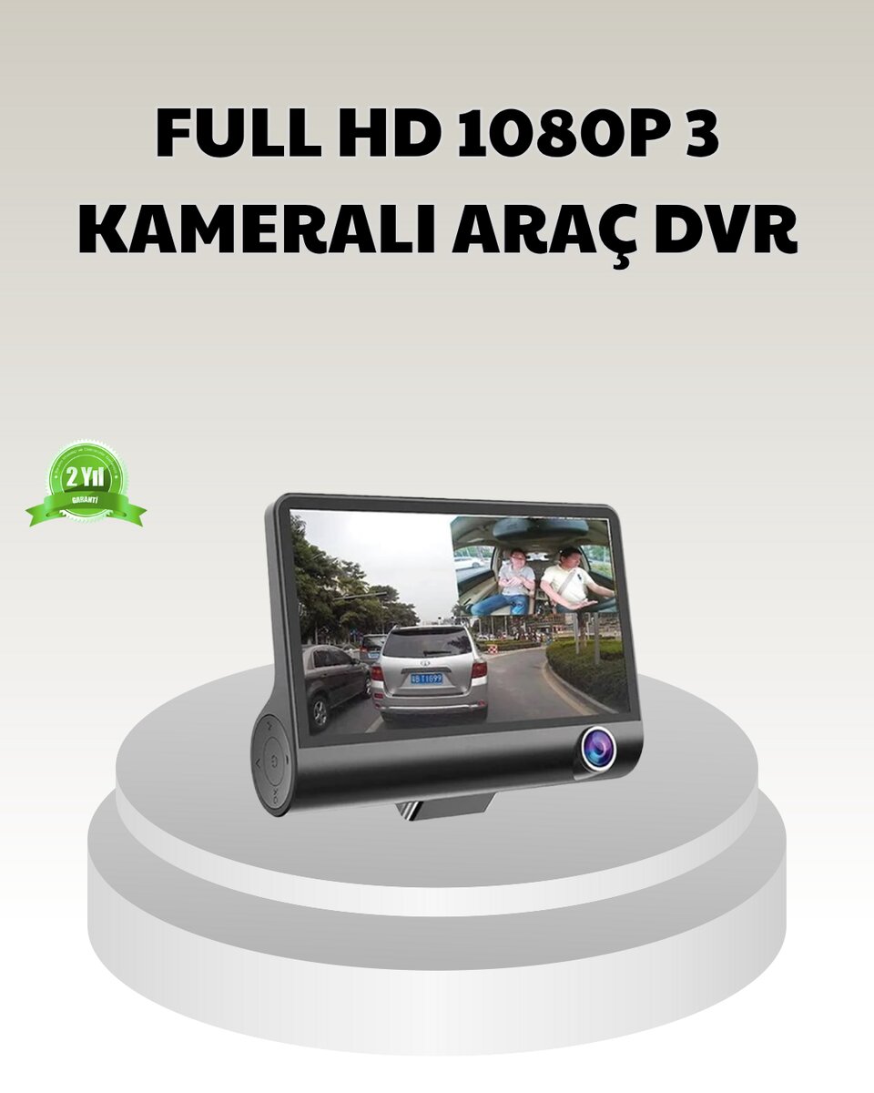 Araç DVR Kamerası 3’lü 170° Geniş Açılı Full HD ve Park Destekli 1 Araç DVR Kamerası 3’lü 170° Geniş Açılı Full HD ve Park Destekli