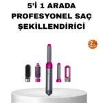 5’i 1 Arada Saç Şekillendirme Seti Negatif İyon Teknolojili ve Hızlı Kurutmalı