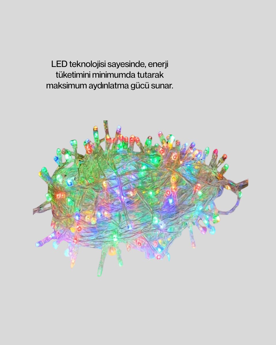Şeffaf Kablolu 50 Ampullü 5 Metre LED Işık Dekoratif Aydınlatma 3 Şeffaf Kablolu 50 Ampullü 5 Metre LED Işık Dekoratif Aydınlatma - Görsel 3