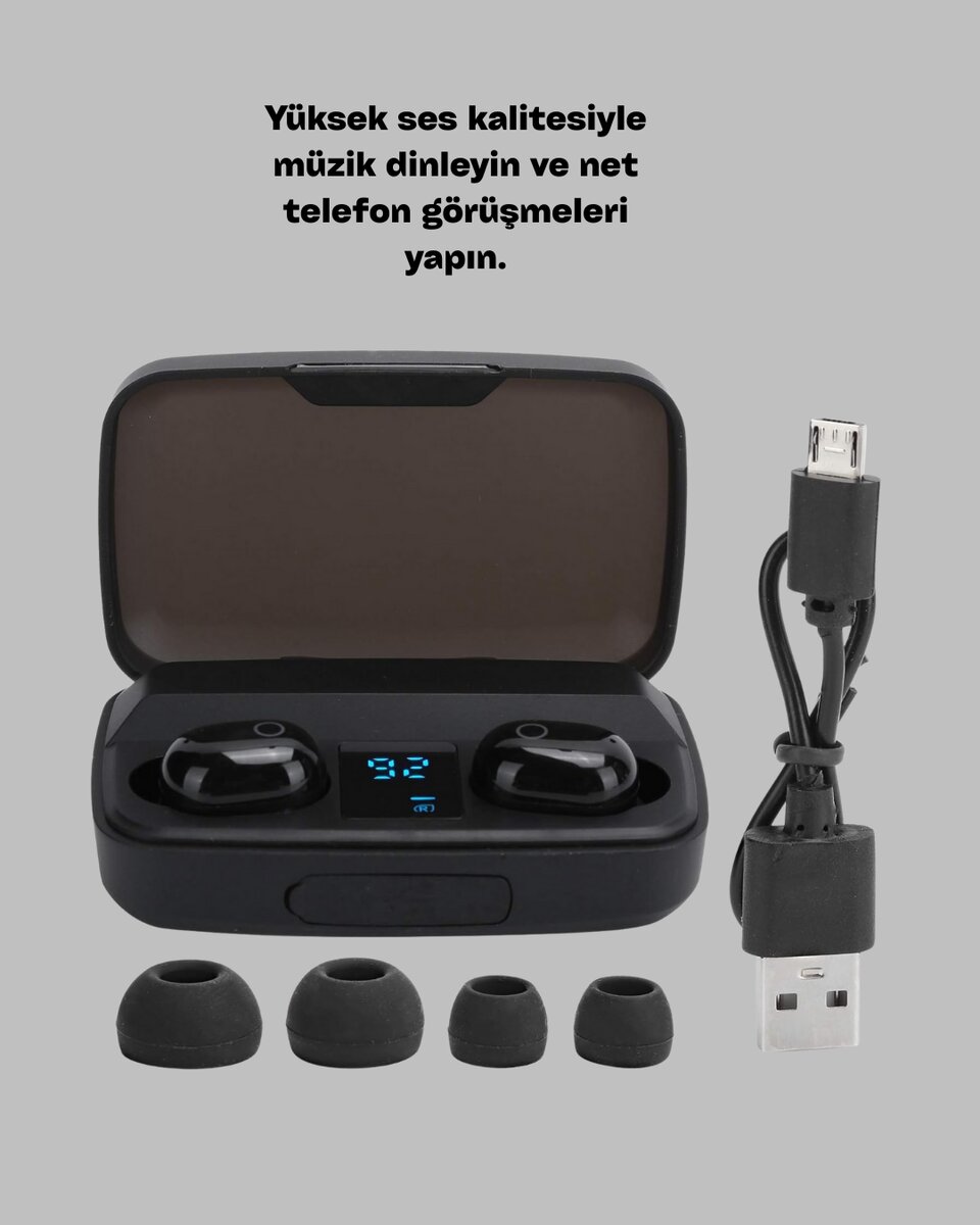 Dokunmatik Kontrollü ABS Malzemeli Bluetooth Kulaklık + Yüksek Kapasiteli Kutu 3 Dokunmatik Kontrollü ABS Malzemeli Bluetooth Kulaklık + Yüksek Kapasiteli Kutu - Görsel 3