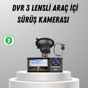 Üç Kameralı Araç DVR Full HD Gece Görüşlü ve 2 inç IPS Ekranlı