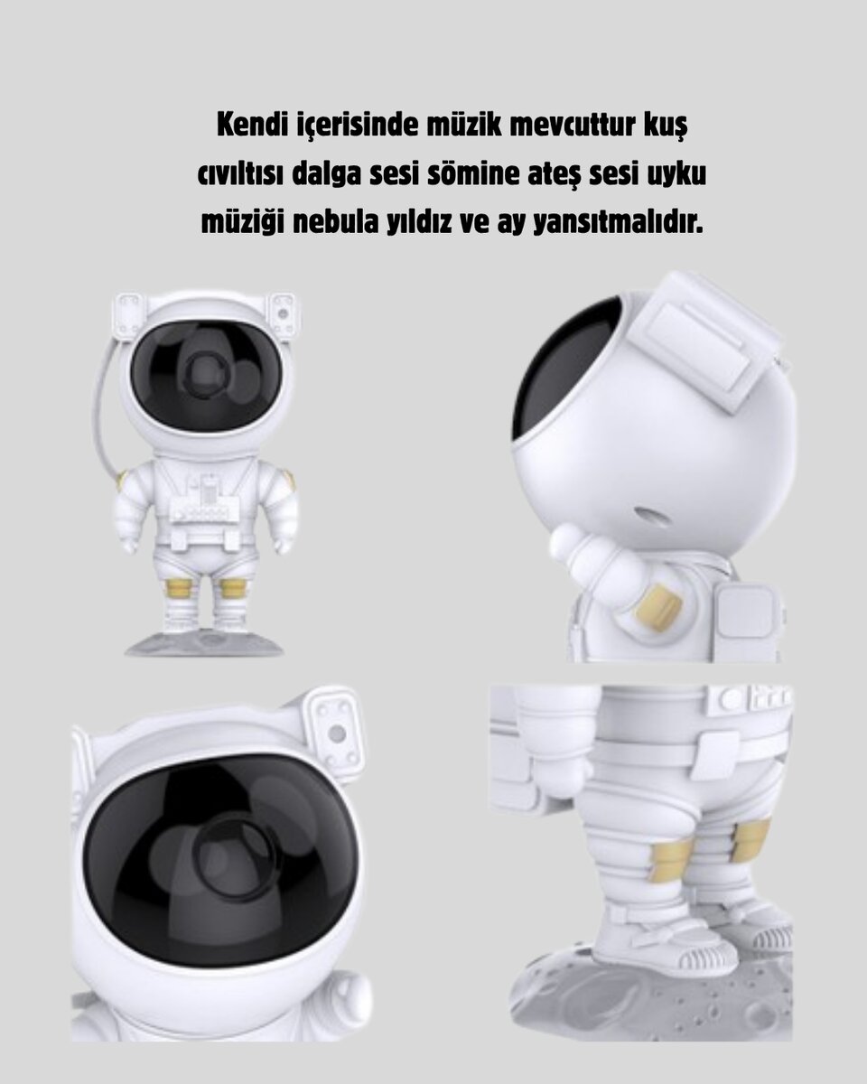 Bluetooth Müzikli Astronot Projeksiyon Lambası Yıldız ve Ay Efektli 4 Bluetooth Müzikli Astronot Projeksiyon Lambası Yıldız ve Ay Efektli - Görsel 4