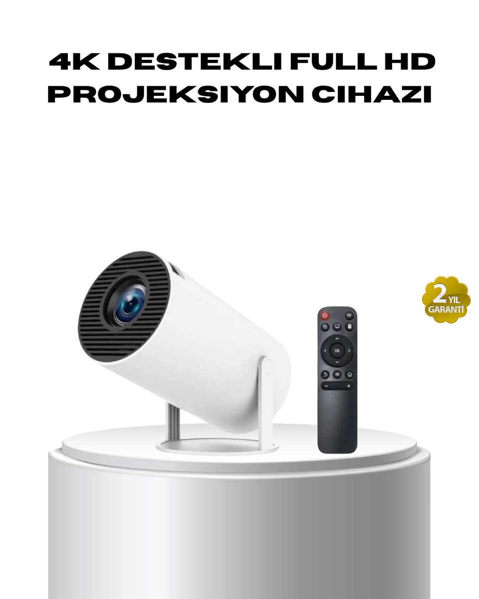 4K Destekli Full HD Projeksiyon Cihazı – 130 inç Geniş Ekran WiFi ve HDMI Bağlantılı 1 4K Destekli Full HD Projeksiyon Cihazı – 130 inç Geniş Ekran WiFi ve HDMI Bağlantılı