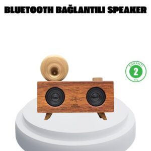 Çift Hoparlörlü Bluetooth Gramofon Speaker – FM Radyo USB SD Kart ve AUX Girişli