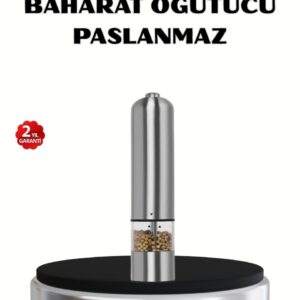 Modern Otomatik Baharat Öğütücü Seti – Pilli Paslanmaz Çelik LED Aydınlatmalı