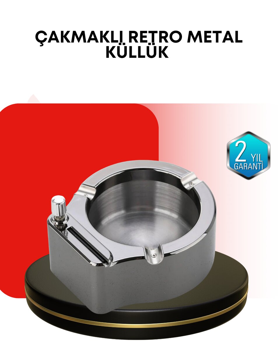 Paslanmaz Çakmaklı Küllük Modern Masa Üstü Aksesuar 1 Paslanmaz Çakmaklı Küllük Modern Masa Üstü Aksesuar