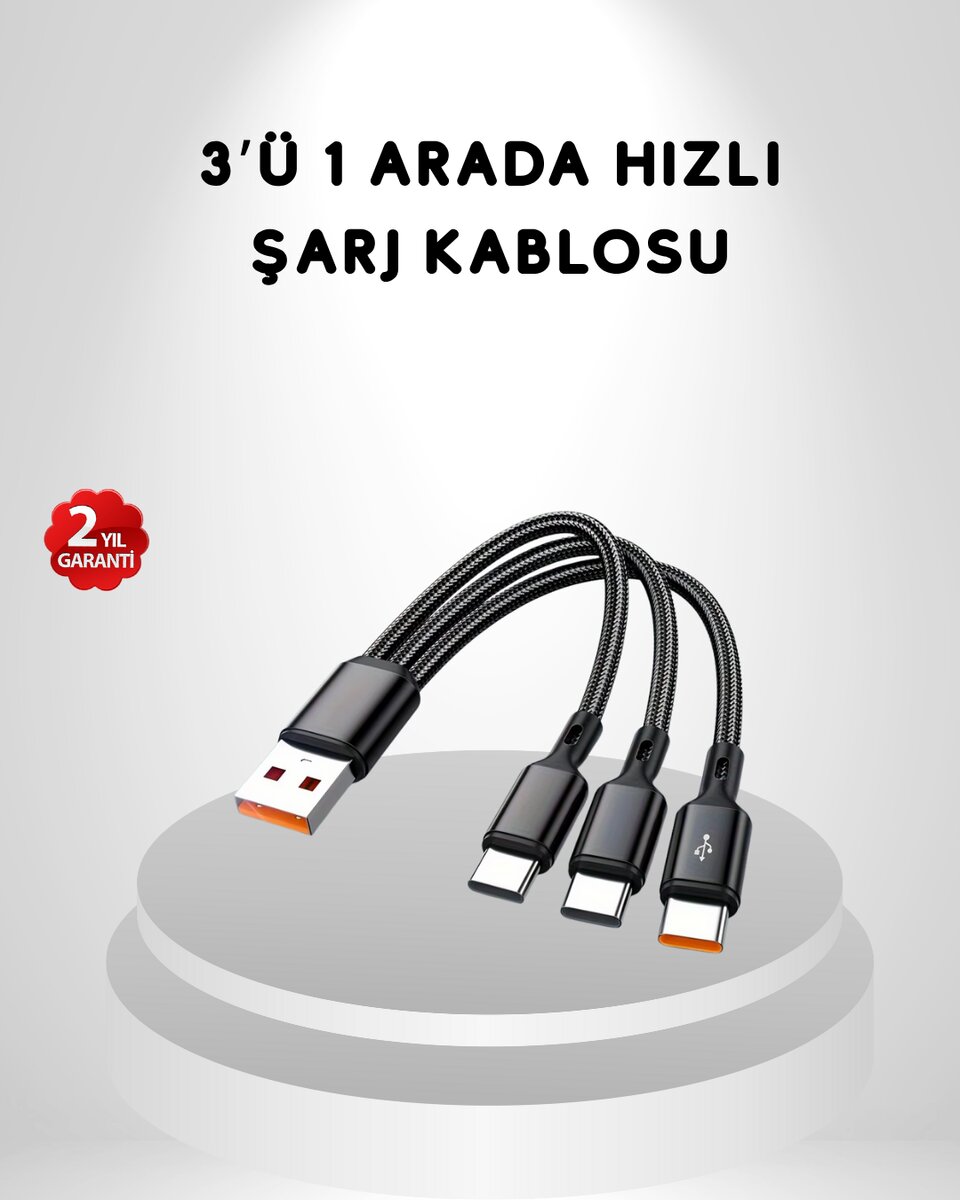 3’ü 1 Arada Hızlı Şarj Kablosu iOS Android Type-C Uyumlu ve Dayanıklı 1 3’ü 1 Arada Hızlı Şarj Kablosu iOS Android Type-C Uyumlu ve Dayanıklı