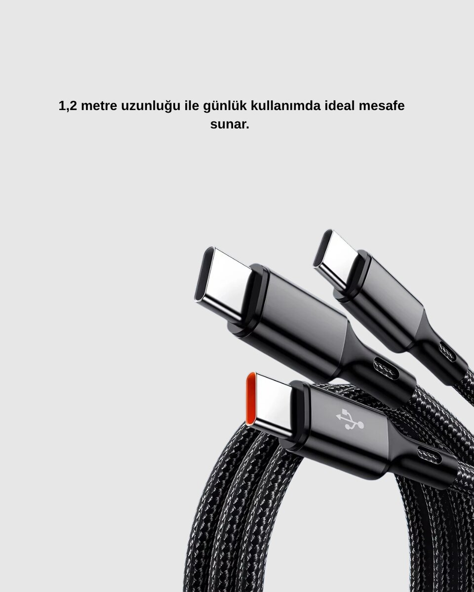 3’ü 1 Arada Hızlı Şarj Kablosu iOS Android Type-C Uyumlu ve Dayanıklı 3 3’ü 1 Arada Hızlı Şarj Kablosu iOS Android Type-C Uyumlu ve Dayanıklı - Görsel 3