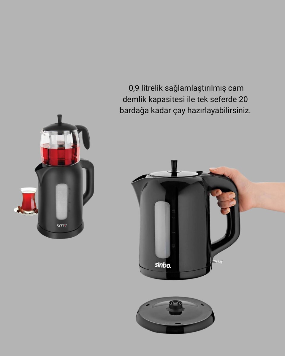 Sinbo STM 5840 Elektrikli Çay Makinesi 1800W Cam Demlik ve Sıcak Tutma Özellikli 2 Sinbo STM 5840 Elektrikli Çay Makinesi 1800W Cam Demlik ve Sıcak Tutma Özellikli - Görsel 2