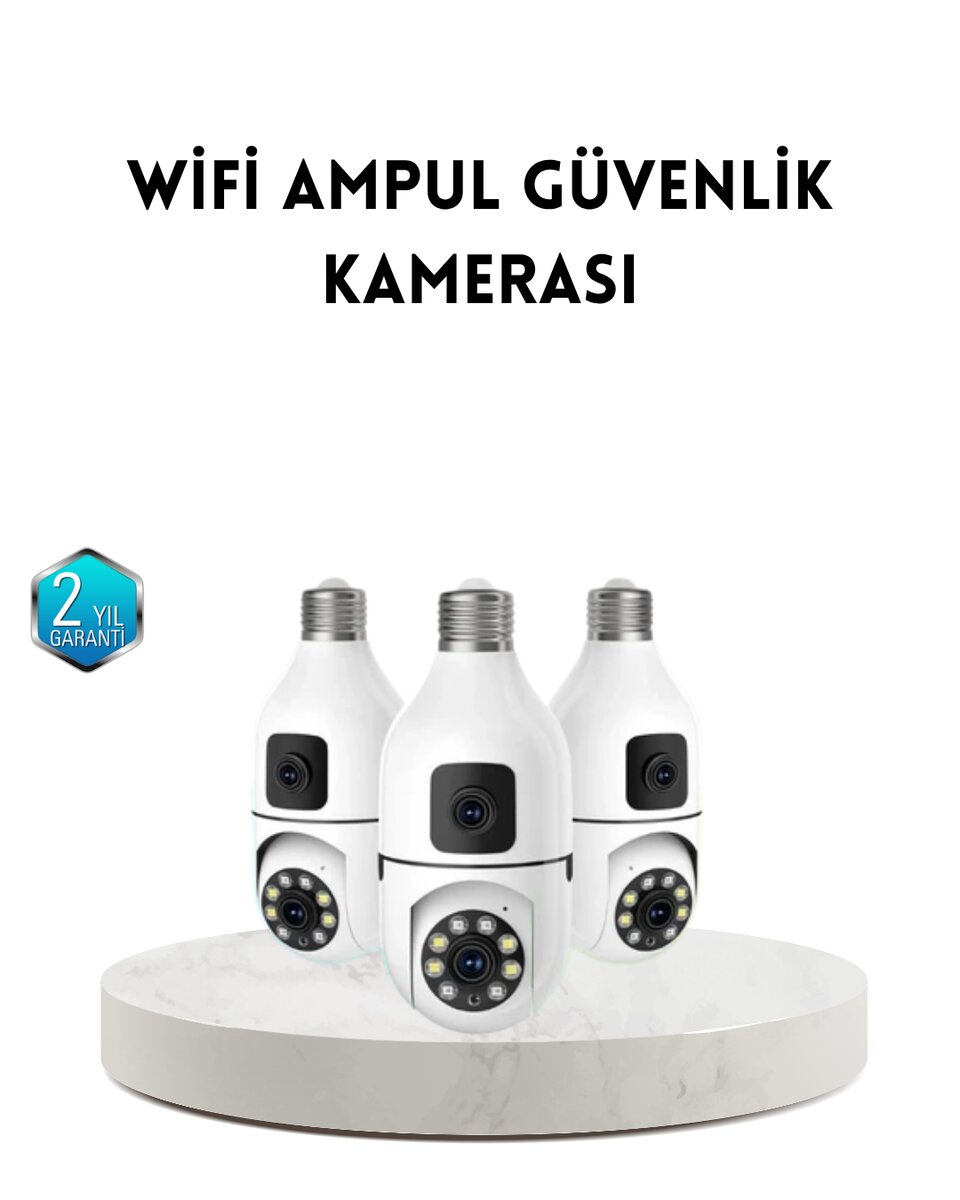 Ampul Tipi WiFi Kamera 2MP Lensli Full HD Görüntü ve Akıllı Hareket Algılama 1 Ampul Tipi WiFi Kamera 2MP Lensli Full HD Görüntü ve Akıllı Hareket Algılama