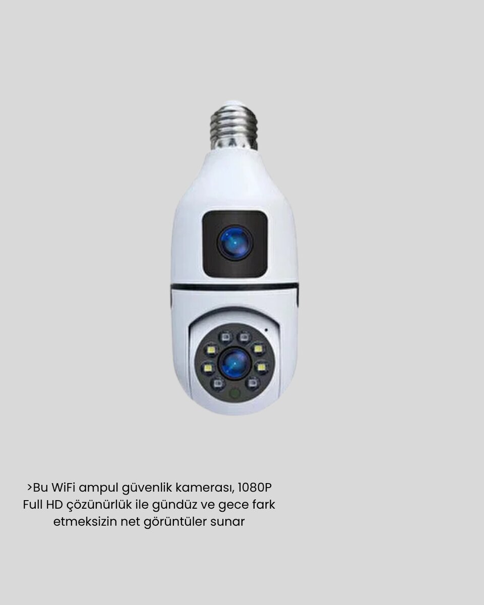 Ampul Tipi WiFi Kamera 2MP Lensli Full HD Görüntü ve Akıllı Hareket Algılama 4 Ampul Tipi WiFi Kamera 2MP Lensli Full HD Görüntü ve Akıllı Hareket Algılama - Görsel 4