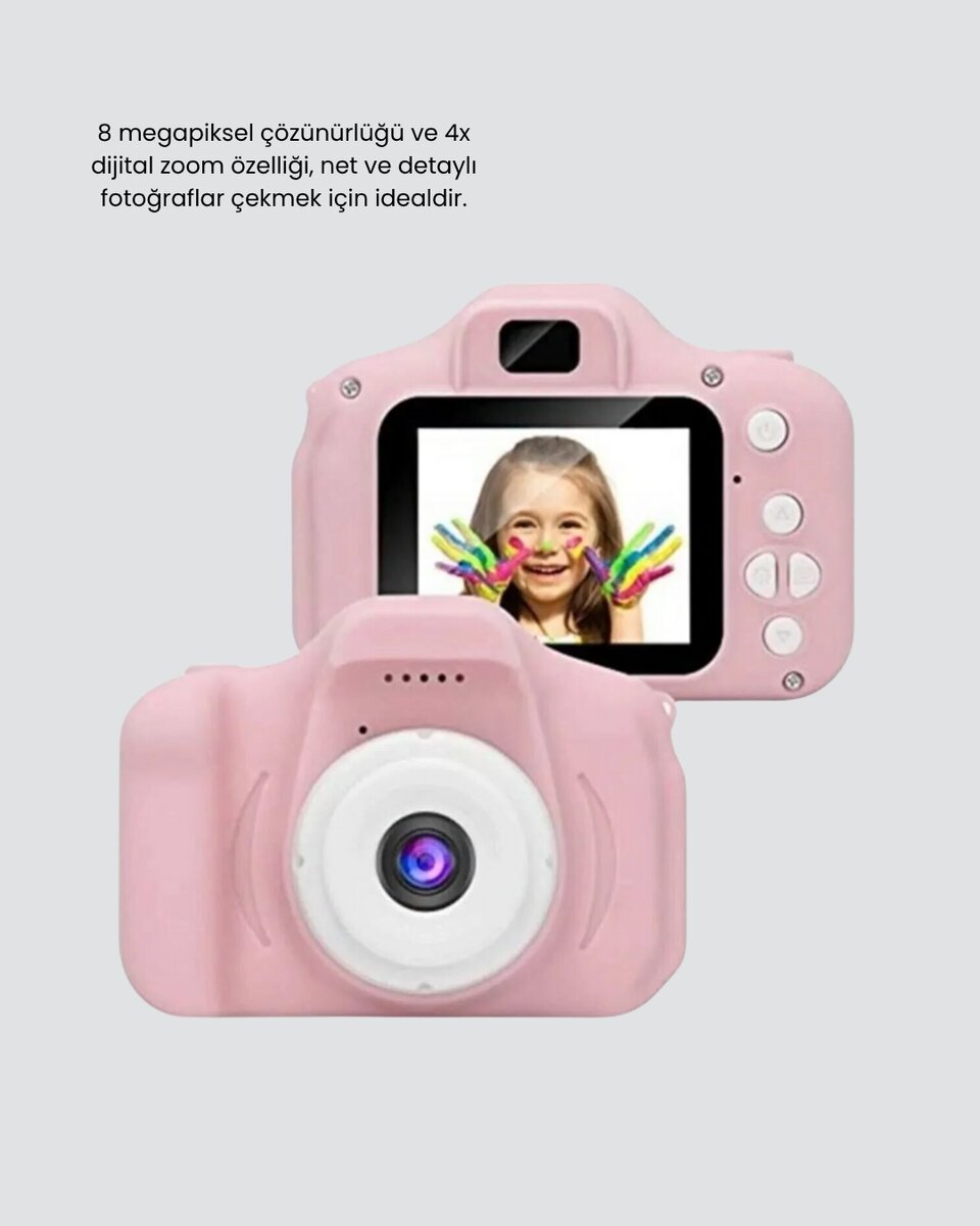 8MP Mini Çocuk Fotoğraf Makinesi – Pembe Ses Kaydı Özellikli 4 8MP Mini Çocuk Fotoğraf Makinesi – Pembe Ses Kaydı Özellikli - Görsel 4