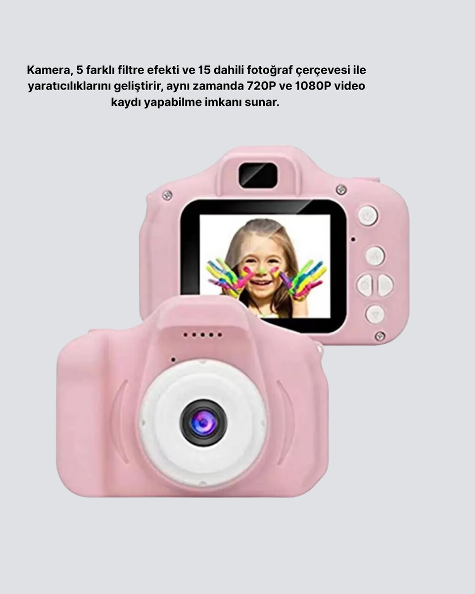 8 Megapiksel Mini Çocuk Kamerası HD Ekranlı Darbeye Dayanıklı ve Şarjlı 2 8 Megapiksel Mini Çocuk Kamerası HD Ekranlı Darbeye Dayanıklı ve Şarjlı - Görsel 2