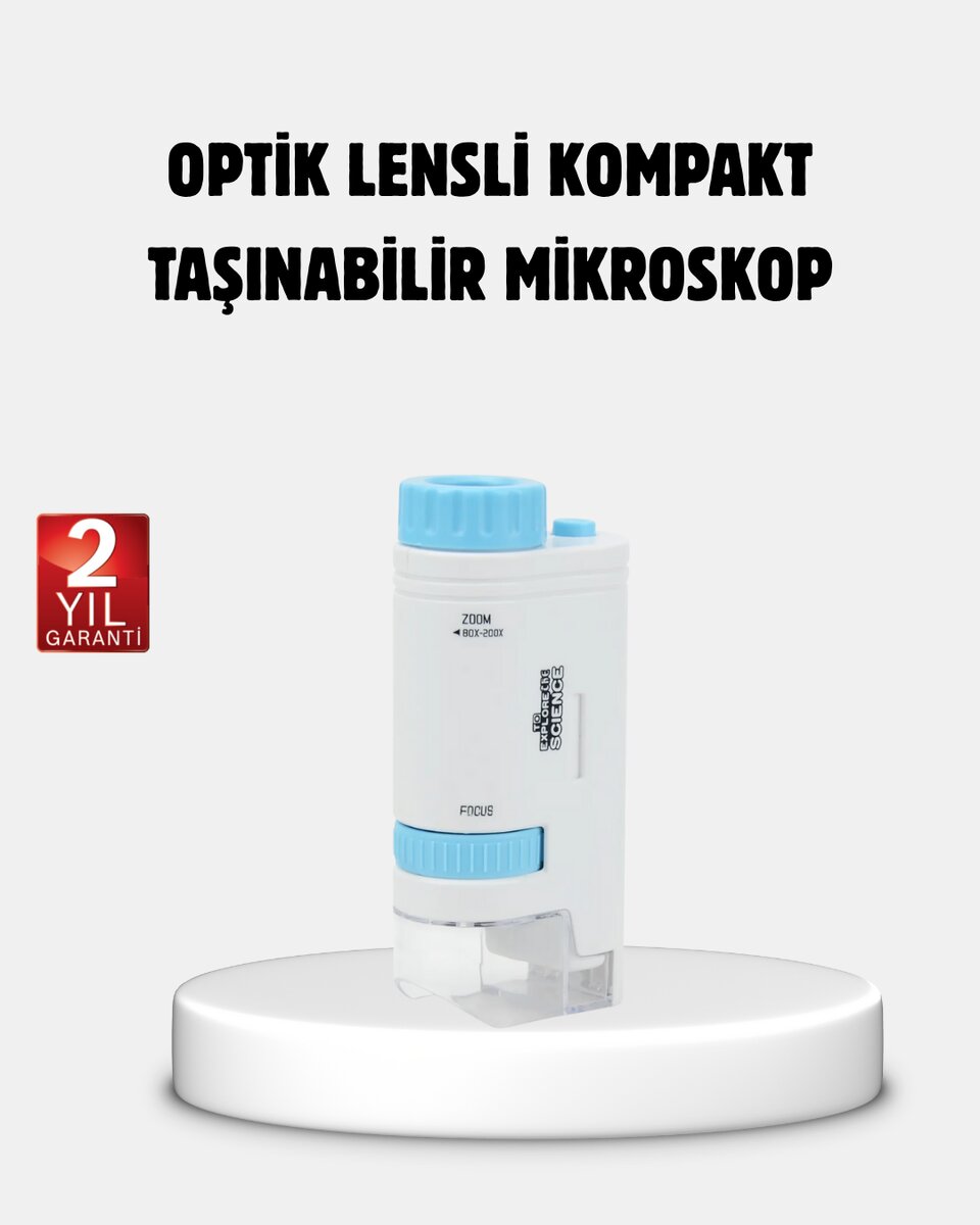 Taşınabilir Eğitim Mikroskobu 80X–200X LED Işıklı ve Darbeye Dayanıklı 1 Taşınabilir Eğitim Mikroskobu 80X–200X LED Işıklı ve Darbeye Dayanıklı