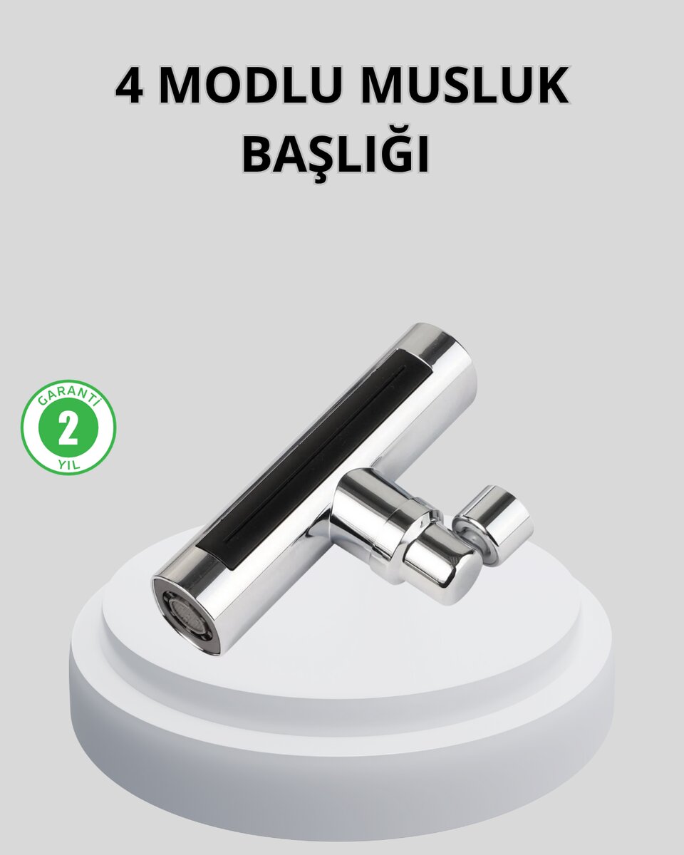 360° Dönebilen Musluk Başlığı 4 Fonksiyonlu Su Tasarruflu ve Dayanıklı 1 360° Dönebilen Musluk Başlığı 4 Fonksiyonlu Su Tasarruflu ve Dayanıklı